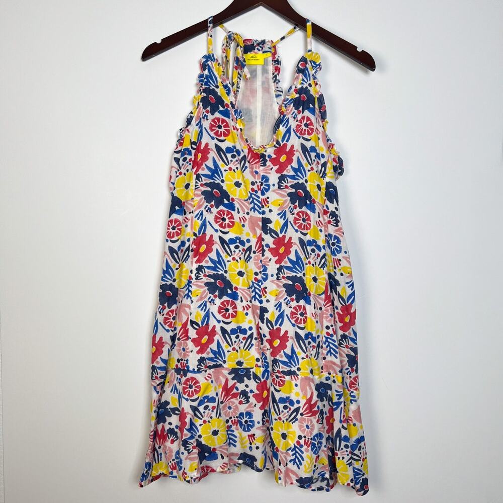 Roller Rabbit Mini Dress Size Small Floral Halter Neckline Ruffle 100% Cotton